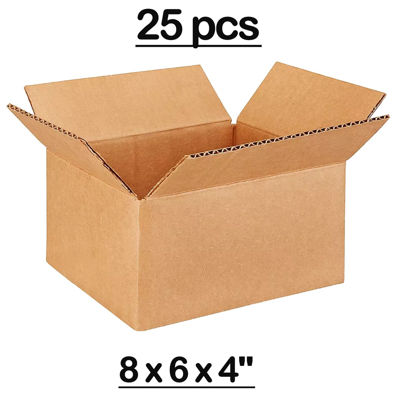25 pcs Corrugated Shipping Boxes Durable Kraft Cardboard 8 x 6 x 4 Inch